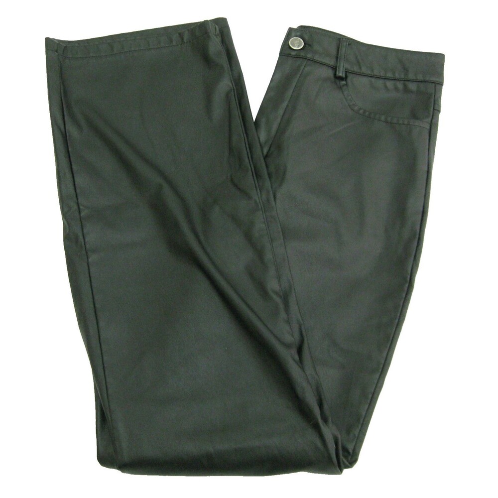 Black Faux Leather Pants Womens Medium 28x31 Pleather Rockstar 2 Pockets Zip Fly